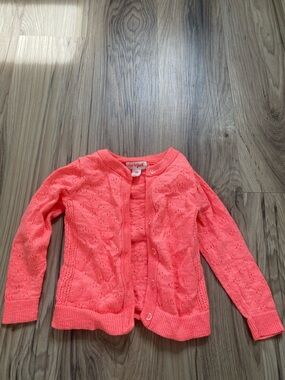 Cat & Jack Bright Coral Open-Knit Button Cardigan - Women